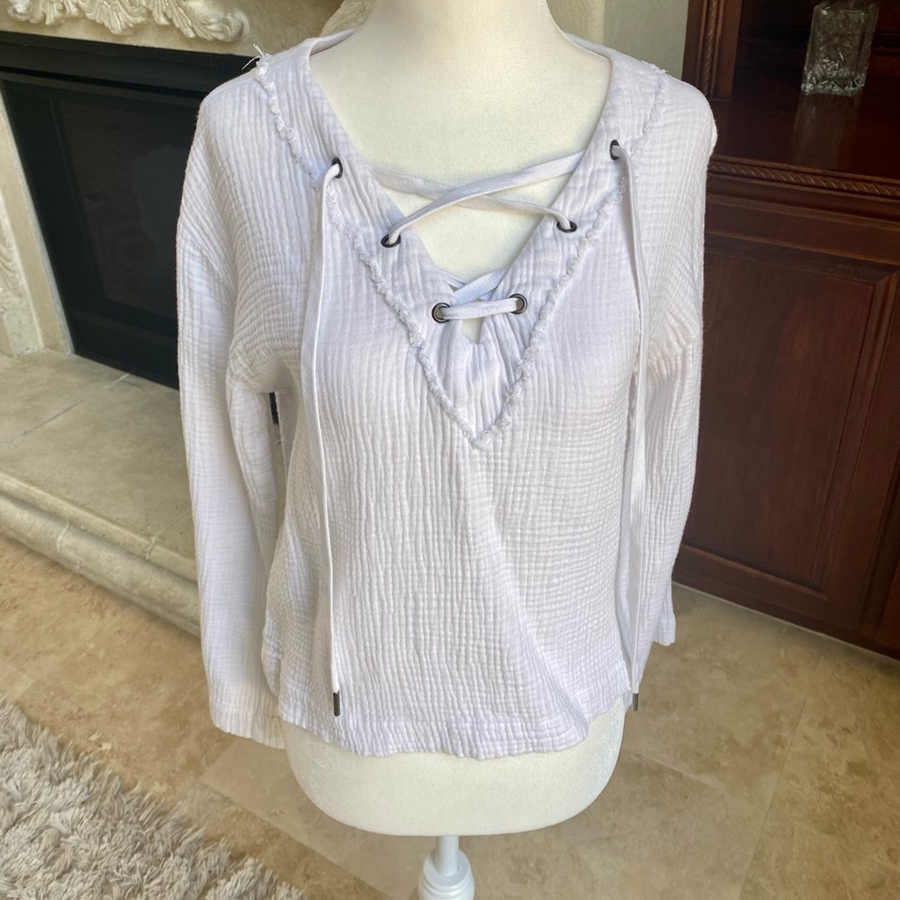 Cloth & Stone White Long Sleeve Shirt